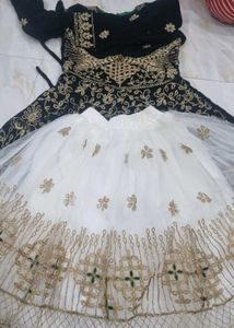 Elegant White &amp; Gold Lehenga