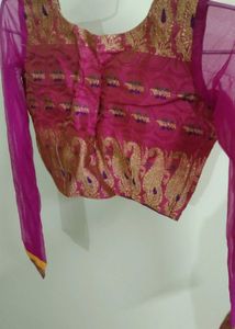 Stunning Magenta Brocade Blouse with Gold Paisley