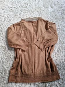 Brown Collared Button-Up Cardigan