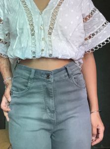 Grey High Waist Skinny Fit Jeans