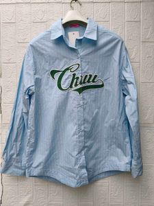 New with tag Korean Light Blue Striped Button-Up S