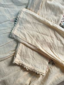 Max Cream Floral Embroidered Kurta