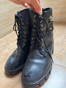 Black Lace-Up Combat Boots