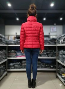 Imported Red Puffer Jacket For Women's