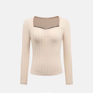 Savana Ribbed Lace Trim Square Neck Top
