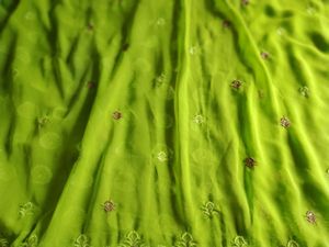 Vibrant Lime Green Silk embroidery  saree