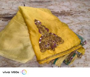 Vibrant Yellow Embroidered Silk Saree