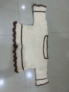 Cream &amp; Brown Top, Skirt &amp; Cap Crochet Set