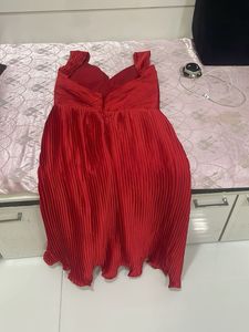 Stunning Red Pleated Dress