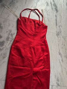 Elegant Red Spaghetti Strap Maxi Dress