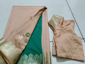 Elegant Peach Saree with Blouse