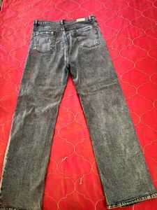 Washed Grey Wide Leg Jeans