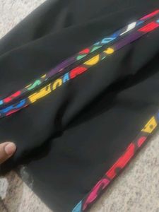 Stylish Black Track Pants with Colorful Stripe