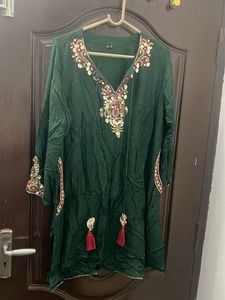 Emerald Green Flowy Ethnic Suit