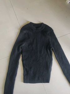 Black Ribbed Knit Sweater