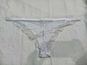 White Lace 💛 Trim Thong Panty