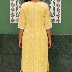 Yellow Chikankari Kurta
