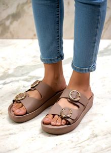 LA BELLA - WOMENS PLATFORM HEEL- PADDED SLIPPERS-