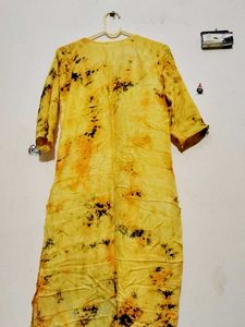 Yellow Tie-Dye Kurta with Sequins✨