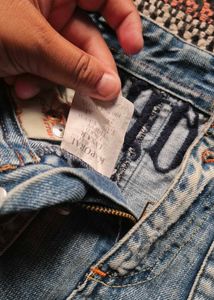 Distressed Denim Mini Skirt