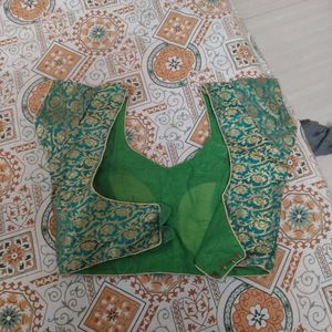 2blouse combo green and Red Embroidered Blouse wit