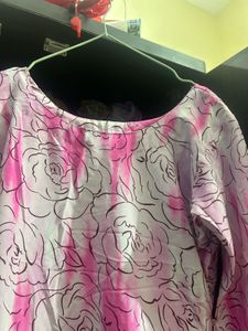 Pink Rose Print Kurta set