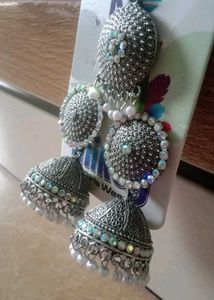 Oxidized Jhumka Earrings