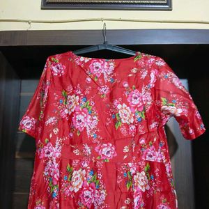 Red Floral Wrap Dress