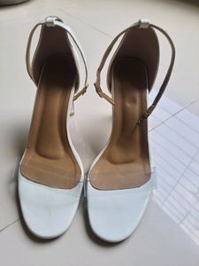 Chic Clear Strap White Heels