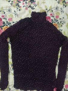Printed Crinkle  Turtleneck Top