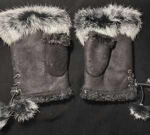 BTS Winter Faux Fur Fingerless Gloves