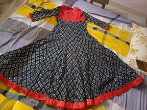 Shakumbari M Red And Black Anarkali Dress