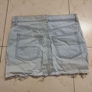 Distressed Denim Mini Skirt