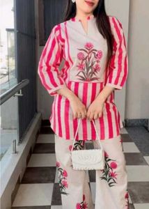 Pink Stripe Cotton Kurta Set