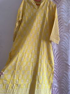 Yellow Printed Kurti buy 1get1