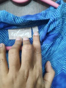 Boho Blue Tie-Dye Print Blouse
