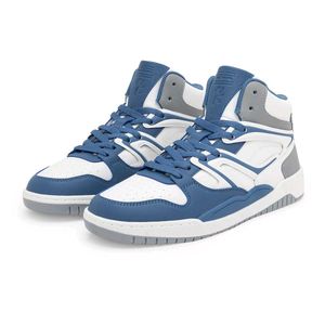Retro High-Top Sneakers - Blue &amp; White