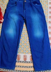 Blue Wide Leg Denim Jeans