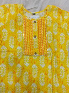 Vibrant Yellow Printed Kurta