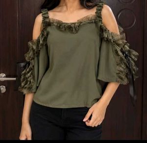 Stylish Cold Shoulder Ruffle Top