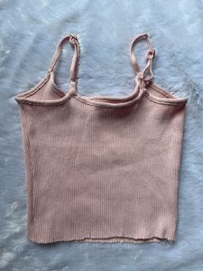 Pink 'Honey' Ribbed Crop Top