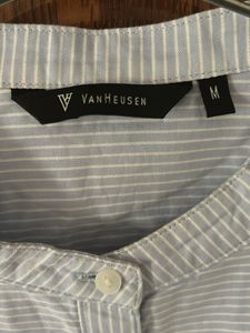 Classic Striped Band Collar Shirt