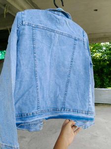 Trendy Light Blue Distressed Denim Jacket
