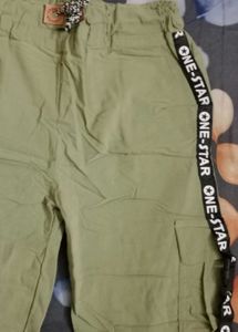 Khaki Cargo Pants with "ONE-STAR" Accent