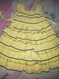 2 Year Kid Frock With Set Cap, Good Condition