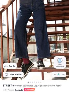 Street 9 Women Blue Wide Leg High Rise Pure Jeans