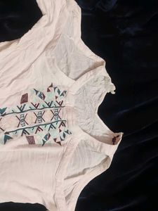 White Embroidered Cold Shoulder Top