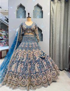 Exquisite Blue Embroidered Lehenga Choli