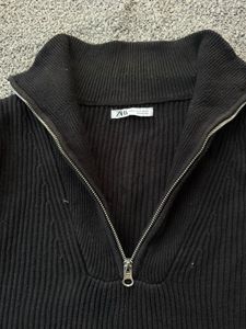 Black Pullover Half-Zip Sweater