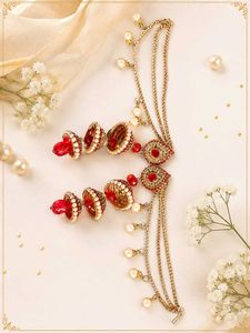 Traditional Indian Red & Gold Jhumka Earrings
